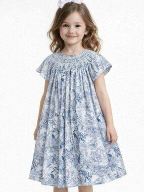 Dusty Blue Botanical Print on Soft Ivory